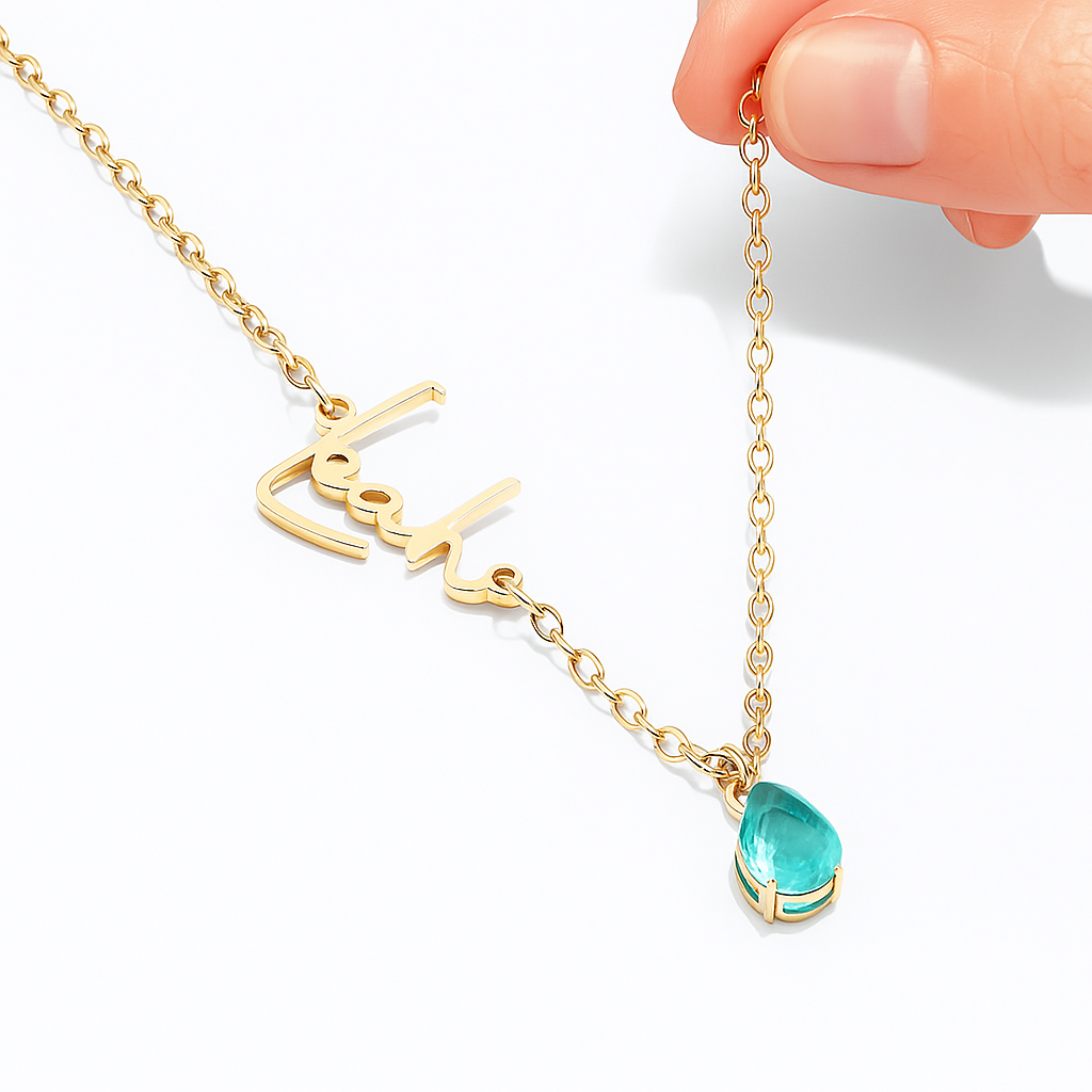 Náhrdelník se jménem a kamenem narození