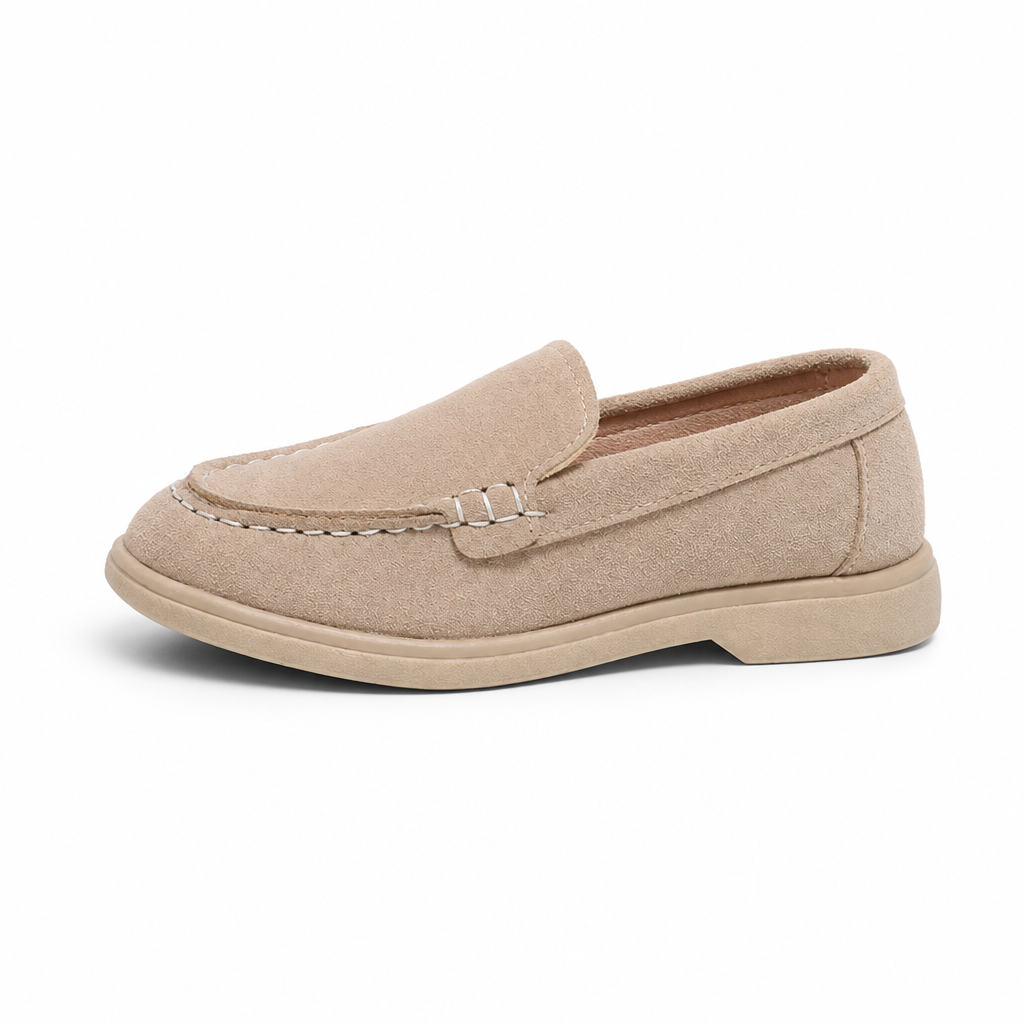 mocassins enfant beige vue de côté