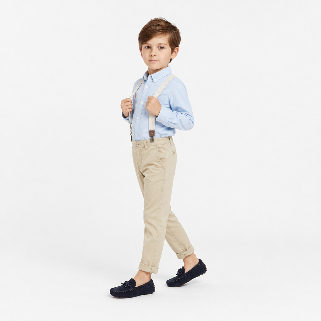 mocassins enfant bleu marine en daim style bateau photo lifestyle portée