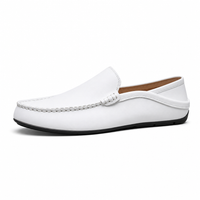 mocassins homme blanc en cuir vue de côté