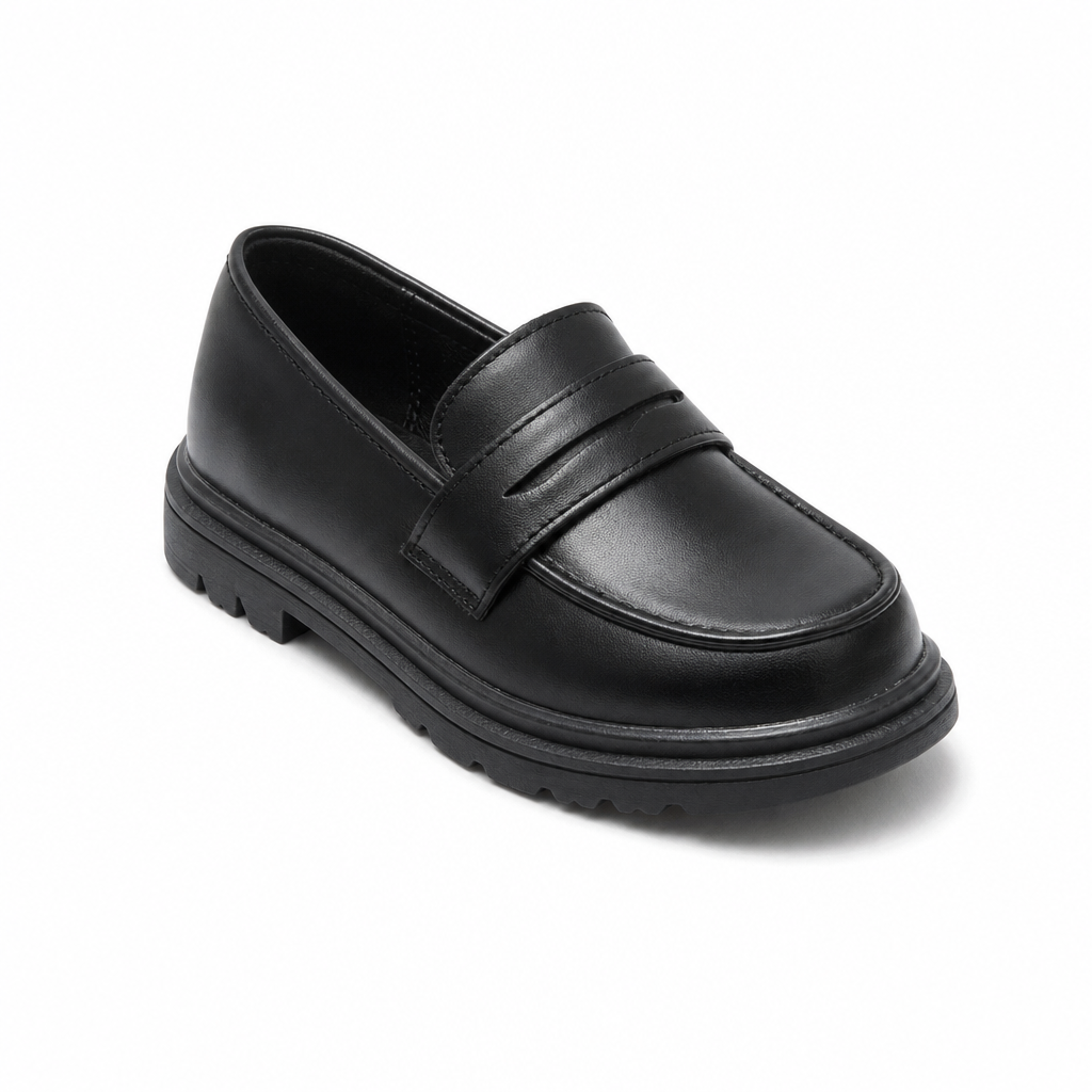 mocassins enfant en cuir à talon vue solo sur fond blanc