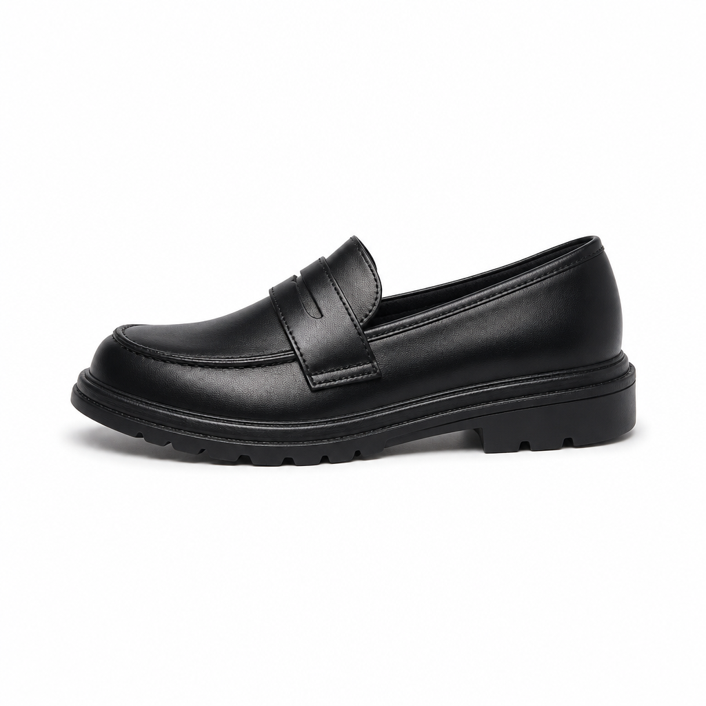 mocassins enfant en cuir à talon vue de côté