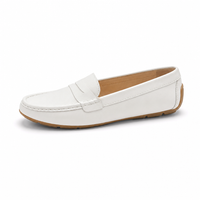 mocassins femme blanc en cuir vue de côté