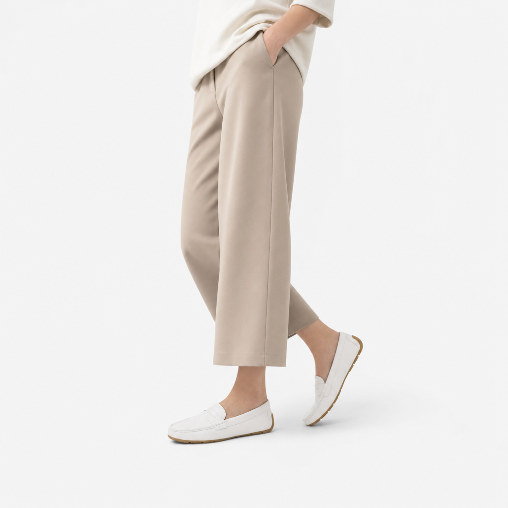 mocassins femme blanc en cuir photo lifestyle portée