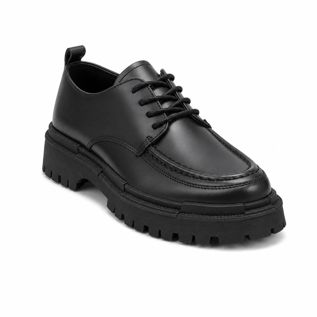 mocassins homme noir en cuir à lacets vue solo sur fond blanc