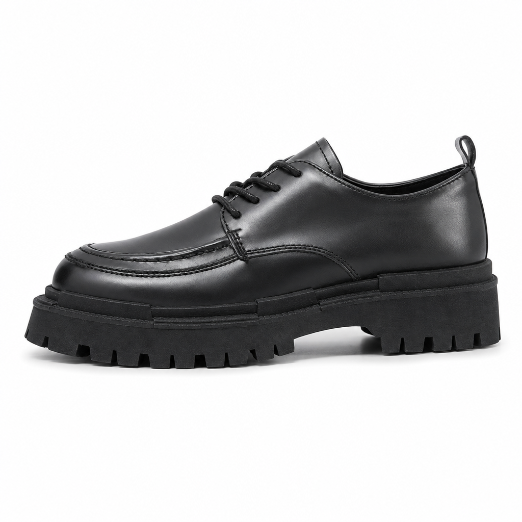 mocassins homme noir en cuir à lacets vue de côté
