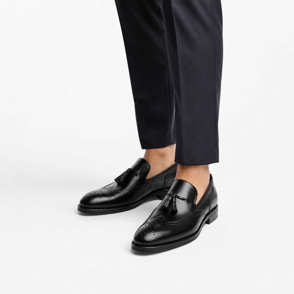 mocassins homme noir verni en cuir photo lifestyle portée