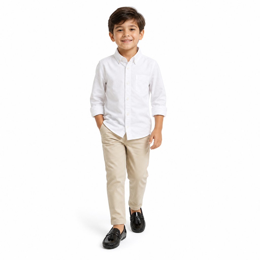 mocassins enfant noir shooting porté avec mannequin entier