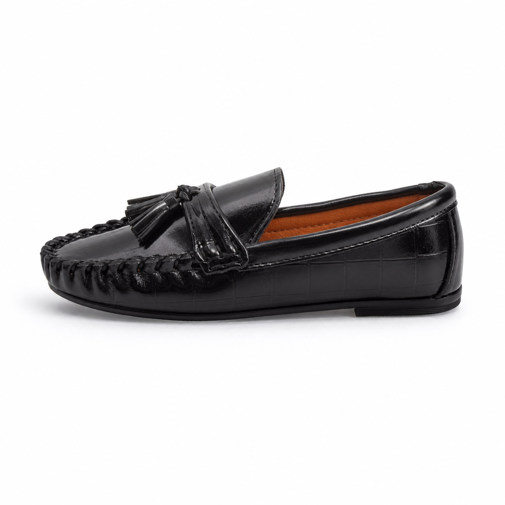 mocassins enfant noir vue de côté