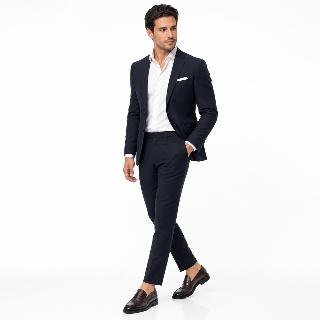 mocassins homme marron verni en cuir shooting porté avec mannequin entier