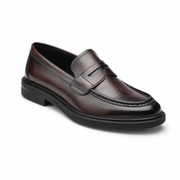 mocassins homme marron verni en cuir vue solo sur fond blanc