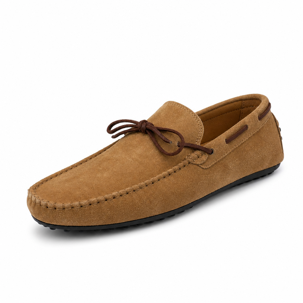 mocassins homme marron en daim en nubuck vue solo sur fond blanc
