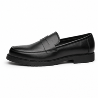 mocassins homme noir en cuir orthopédique vue de côté