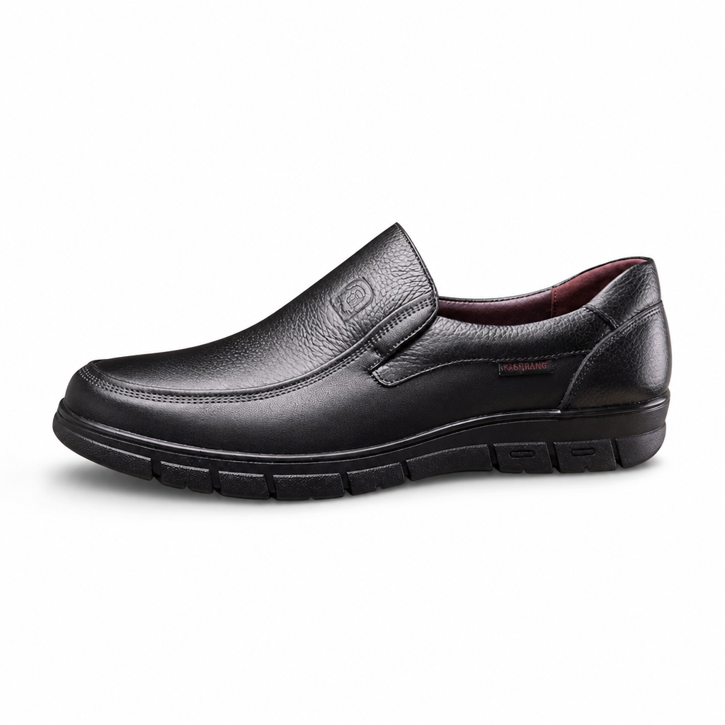 mocassins homme noir en cuir semelle épaisse vue de côté