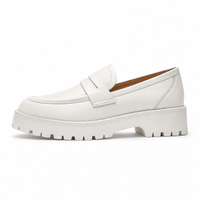 mocassins femme blanc en cuir plateforme vue de côté