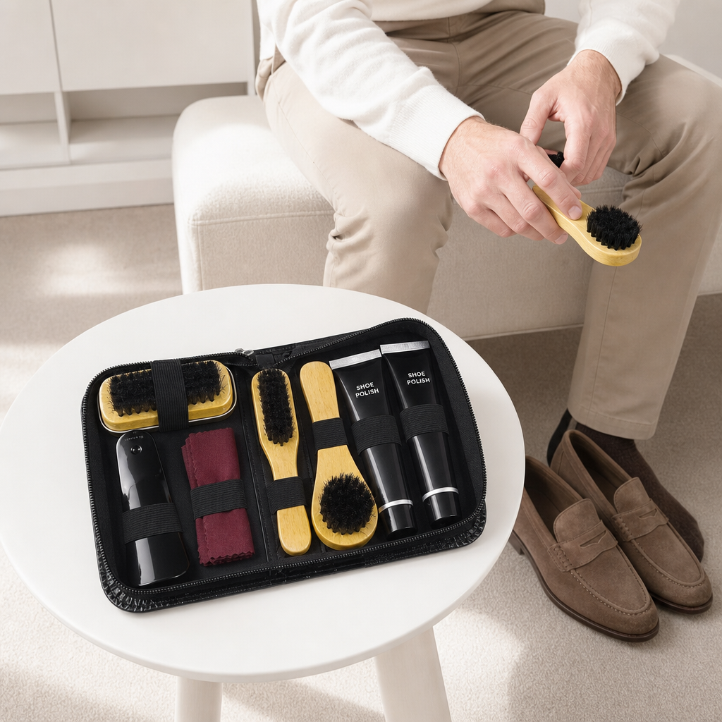 brosse de nettoyage verni en daim photo lifestyle portée